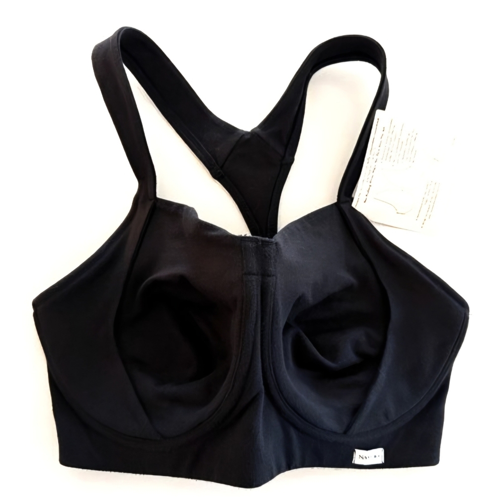 Natori NWOT Black Stretch Cotton Sports Bra Racerback, Max Support 34DD 34E - Picture 3 of 6